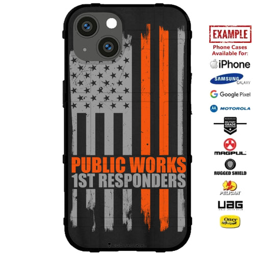 DPW Public Workers First Responders Text Grey Flag Custom Printed Case Design for Apple, Samsung, Google & Motorola Phone Models