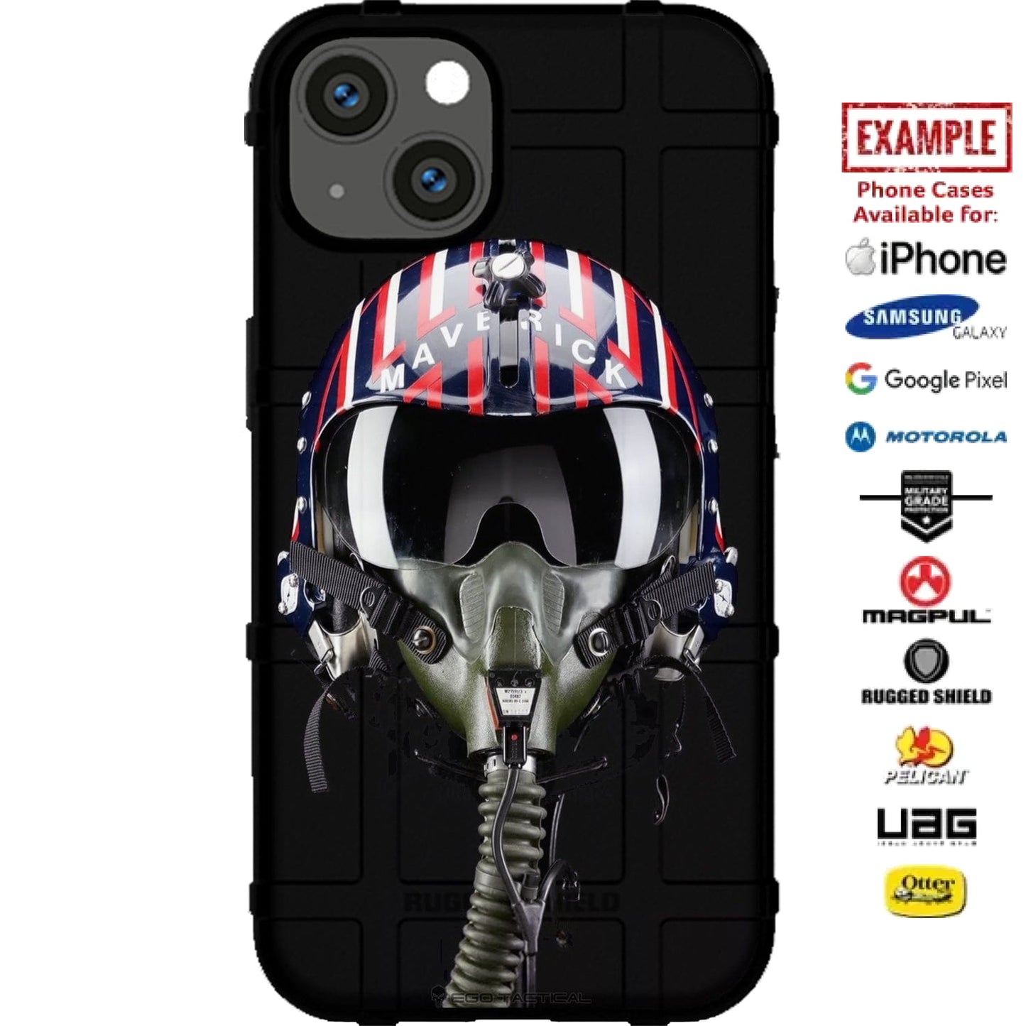 Maverick Helmet Naval Aviator Custom Printed Case Design for Apple, Samsung, Google & Motorola Phone Models