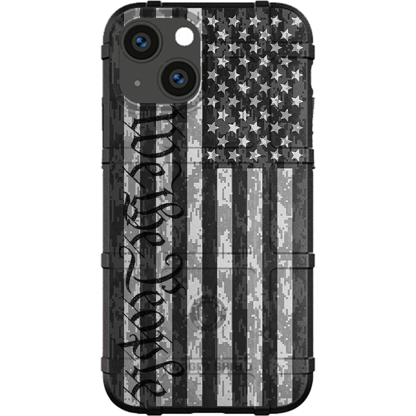 Subdued US American Flag on Digital Camouflage, We the People Constitution Custom Printed Case Design for Apple, Samsung, Google & Motorola Phone Models