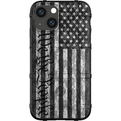 Subdued US American Flag on Digital Camouflage, We the People Constitution Custom Printed Case Design for Apple, Samsung, Google & Motorola Phone Models