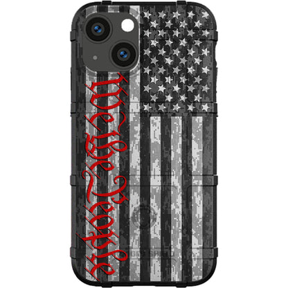 Subdued US American Flag on Digital Camouflage, We the People Constitution Custom Printed Case Design for Apple, Samsung, Google & Motorola Phone Models