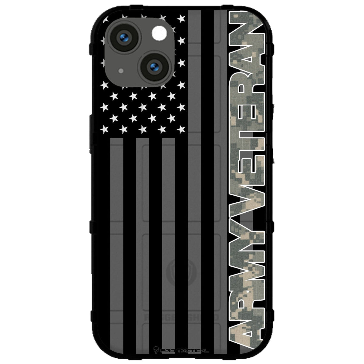 Veterans Day 2021 Army, Navy, Air Force, Marines, Coast Guard Veteran Black US American Flag & Camo Pattern Custom Printed Case Design for Apple, Samsung, Google & Motorola Phone Models