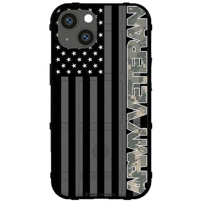 Veterans Day 2021 Army, Navy, Air Force, Marines, Coast Guard Veteran Black US American Flag & Camo Pattern Custom Printed Case Design for Apple, Samsung, Google & Motorola Phone Models