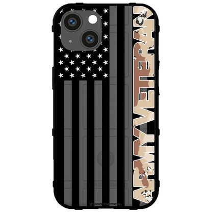 Veterans Day 2021 Army, Navy, Air Force, Marines, Coast Guard Veteran Black US American Flag & Camo Pattern Custom Printed Case Design for Apple, Samsung, Google & Motorola Phone Models