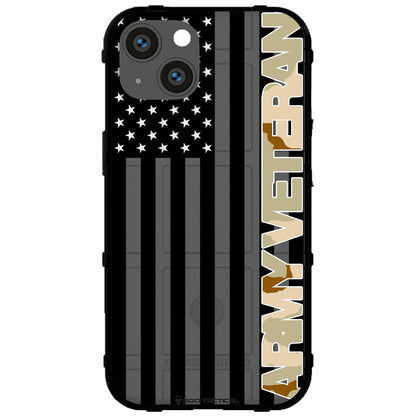 Veterans Day 2021 Army, Navy, Air Force, Marines, Coast Guard Veteran Black US American Flag & Camo Pattern Custom Printed Case Design for Apple, Samsung, Google & Motorola Phone Models