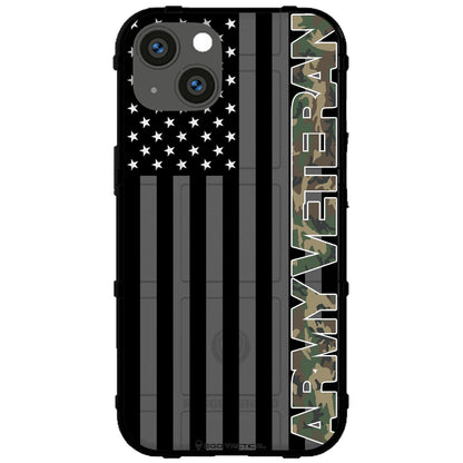 Veterans Day 2021 Army, Navy, Air Force, Marines, Coast Guard Veteran Black US American Flag & Camo Pattern Custom Printed Case Design for Apple, Samsung, Google & Motorola Phone Models