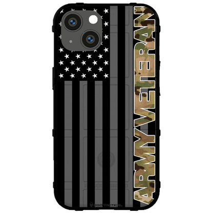 Veterans Day 2021 Army, Navy, Air Force, Marines, Coast Guard Veteran Black US American Flag & Camo Pattern Custom Printed Case Design for Apple, Samsung, Google & Motorola Phone Models