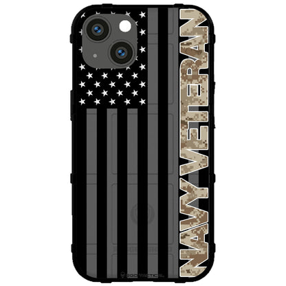 Veterans Day 2021 Army, Navy, Air Force, Marines, Coast Guard Veteran Black US American Flag & Camo Pattern Custom Printed Case Design for Apple, Samsung, Google & Motorola Phone Models