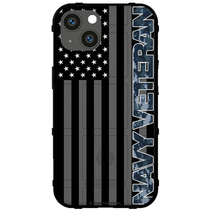 Veterans Day 2021 Army, Navy, Air Force, Marines, Coast Guard Veteran Black US American Flag & Camo Pattern Custom Printed Case Design for Apple, Samsung, Google & Motorola Phone Models