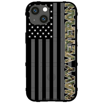 Veterans Day 2021 Army, Navy, Air Force, Marines, Coast Guard Veteran Black US American Flag & Camo Pattern Custom Printed Case Design for Apple, Samsung, Google & Motorola Phone Models