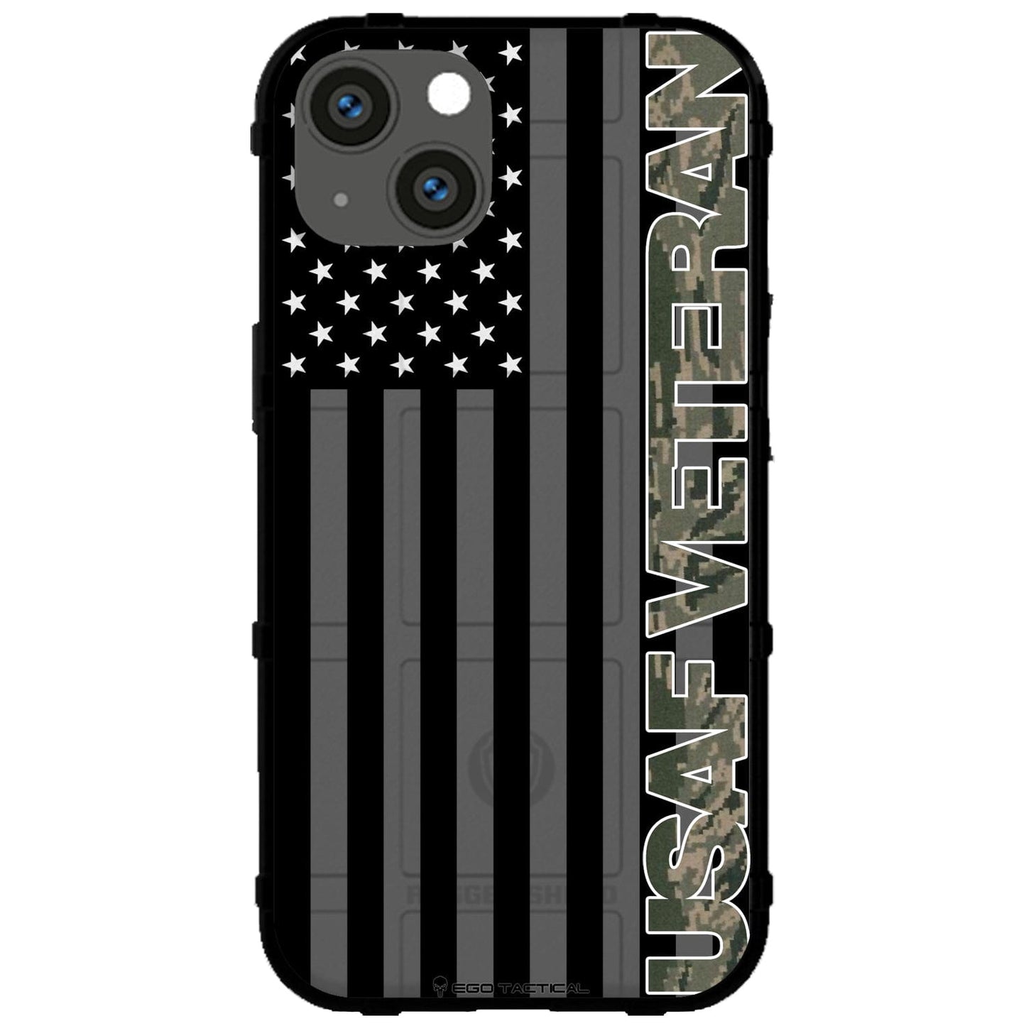 Veterans Day 2021 Army, Navy, Air Force, Marines, Coast Guard Veteran Black US American Flag & Camo Pattern Custom Printed Case Design for Apple, Samsung, Google & Motorola Phone Models