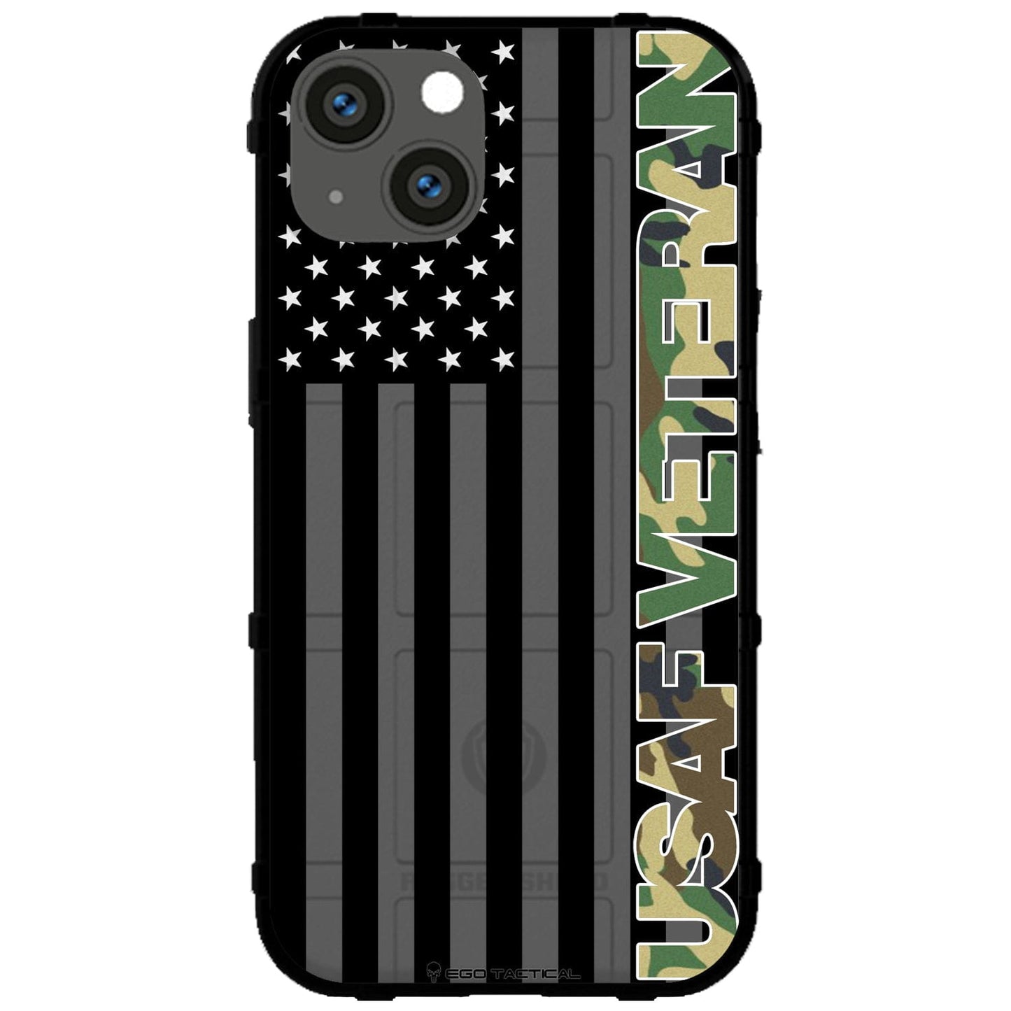 Veterans Day 2021 Army, Navy, Air Force, Marines, Coast Guard Veteran Black US American Flag & Camo Pattern Custom Printed Case Design for Apple, Samsung, Google & Motorola Phone Models