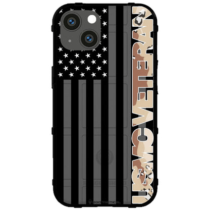 Veterans Day 2021 Army, Navy, Air Force, Marines, Coast Guard Veteran Black US American Flag & Camo Pattern Custom Printed Case Design for Apple, Samsung, Google & Motorola Phone Models