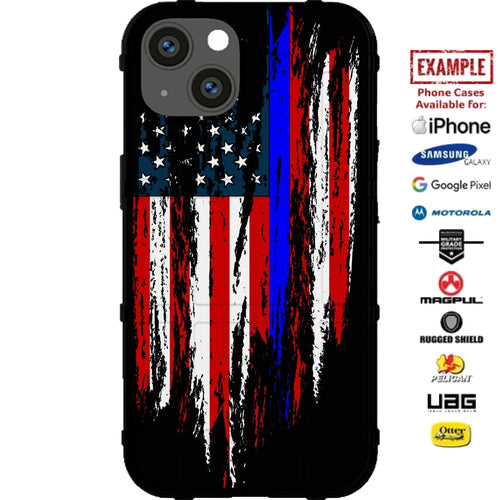 Assorted Thin Line Tattered & Torn Reversed US Flag Custom Printed Case Design for Apple, Samsung, Google & Motorola Phone Models