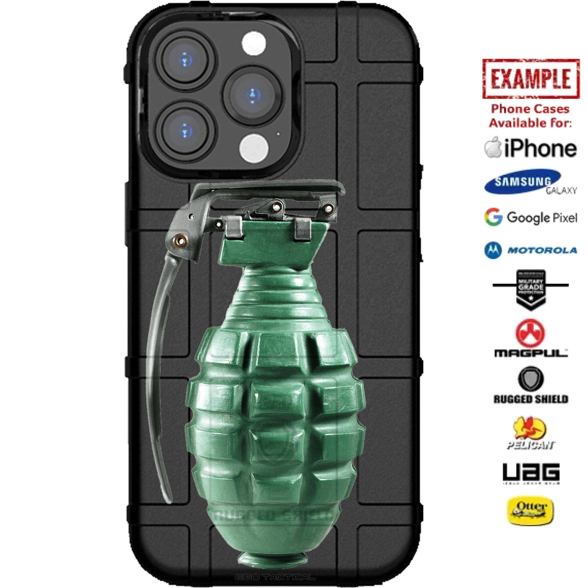 Live Grenade Custom Printed Case Design for Apple, Samsung, Google & Motorola Phone Models