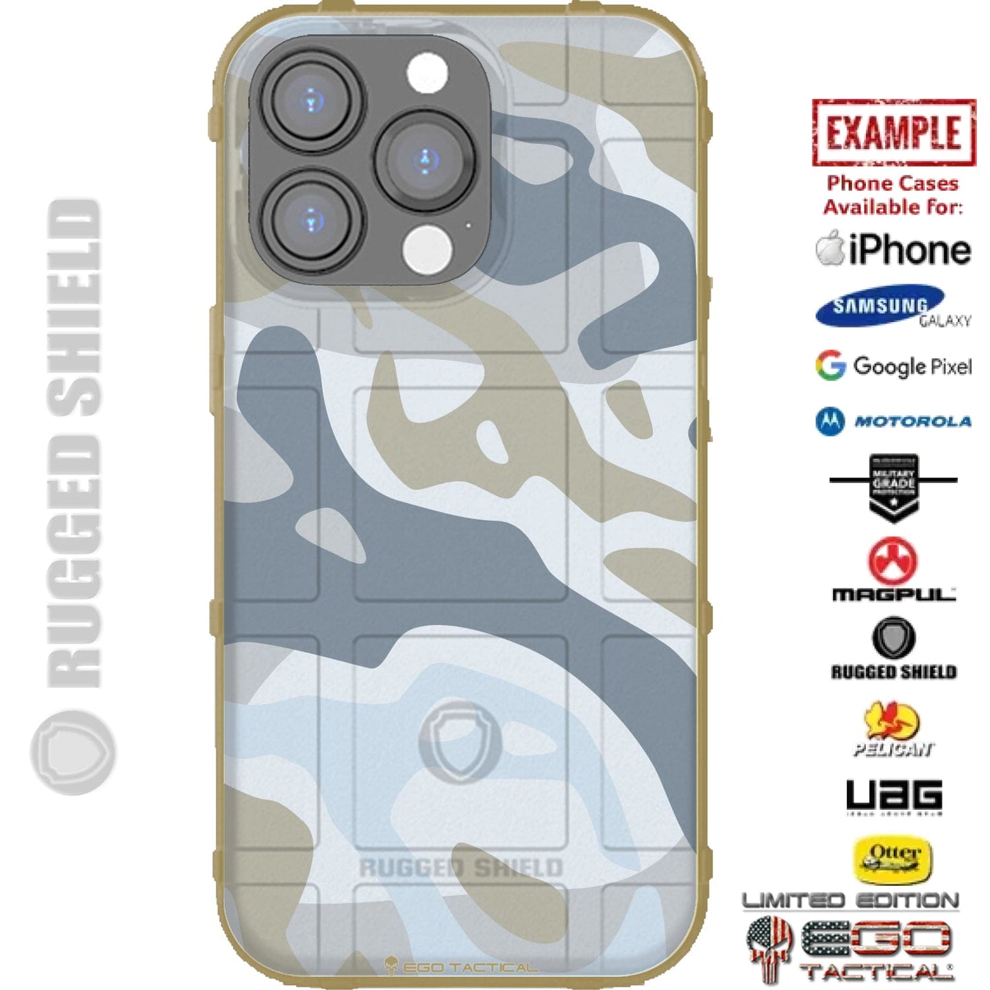Beach Camouflage Tan Blue Custom Printed Case Design for Apple, Samsung, Google & Motorola Phone Models
