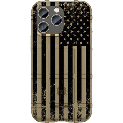 Tattered Subdued Black Printed US American Flag Custom Printed Case Design for Apple, Samsung, Google & Motorola Phone Models