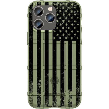 Tattered Subdued Black Printed US American Flag Custom Printed Case Design for Apple, Samsung, Google & Motorola Phone Models
