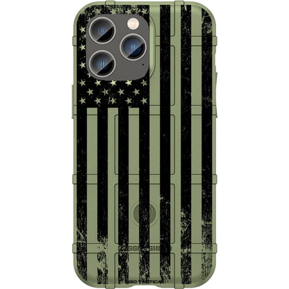 Tattered Subdued Black Printed US American Flag Custom Printed Case Design for Apple, Samsung, Google & Motorola Phone Models