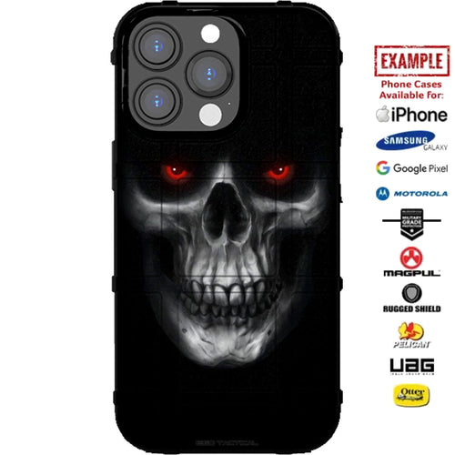 Red Eyes Skull Print Custom Printed Case Design for Apple, Samsung, Google & Motorola Phone Models
