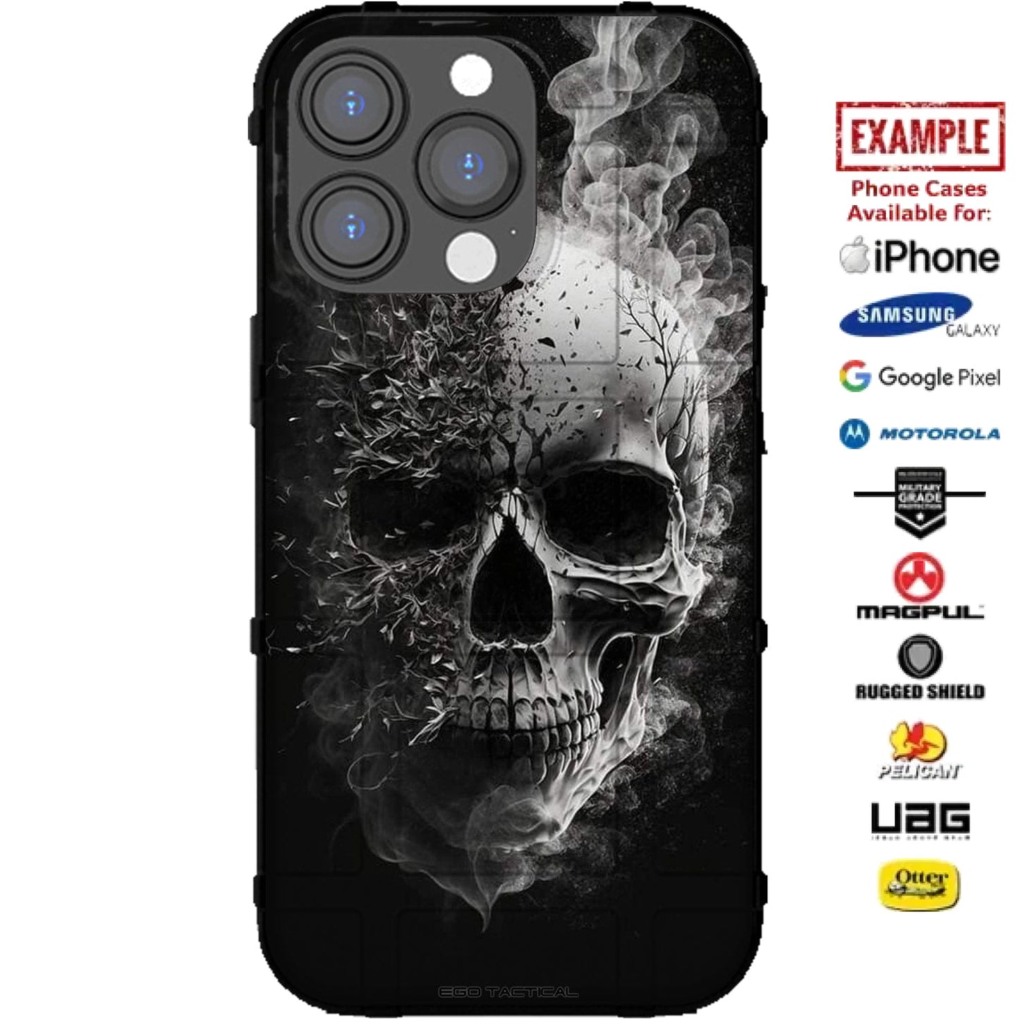 Smoking Tree Bush Skull Custom Printed Case Design for Apple, Samsung, Google & Motorola Phone Models