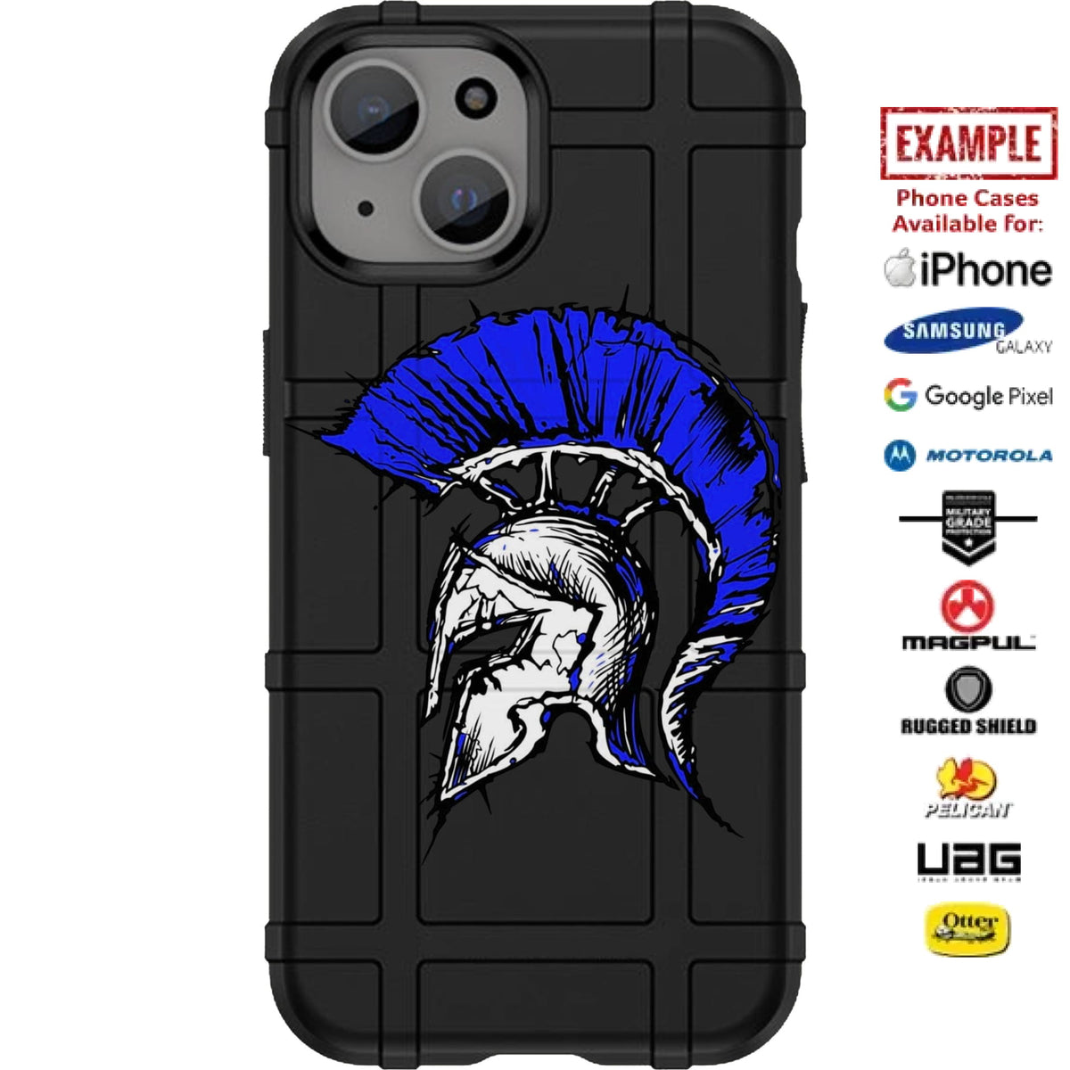 Red or Blue Spartan Custom Printed Case Design for Apple, Samsung, Google & Motorola Phone Models