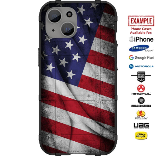 US American Flag Tilted Custom Printed Case Design for Apple, Samsung, Google & Motorola Phone Models