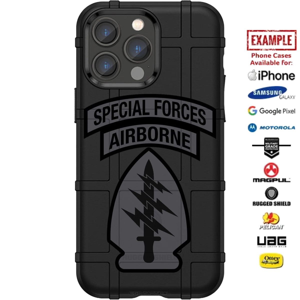 Special Forces, Airborne Grey Subdued Tab Patch Custom Printed Case Design for Apple, Samsung, Google & Motorola Phone Models