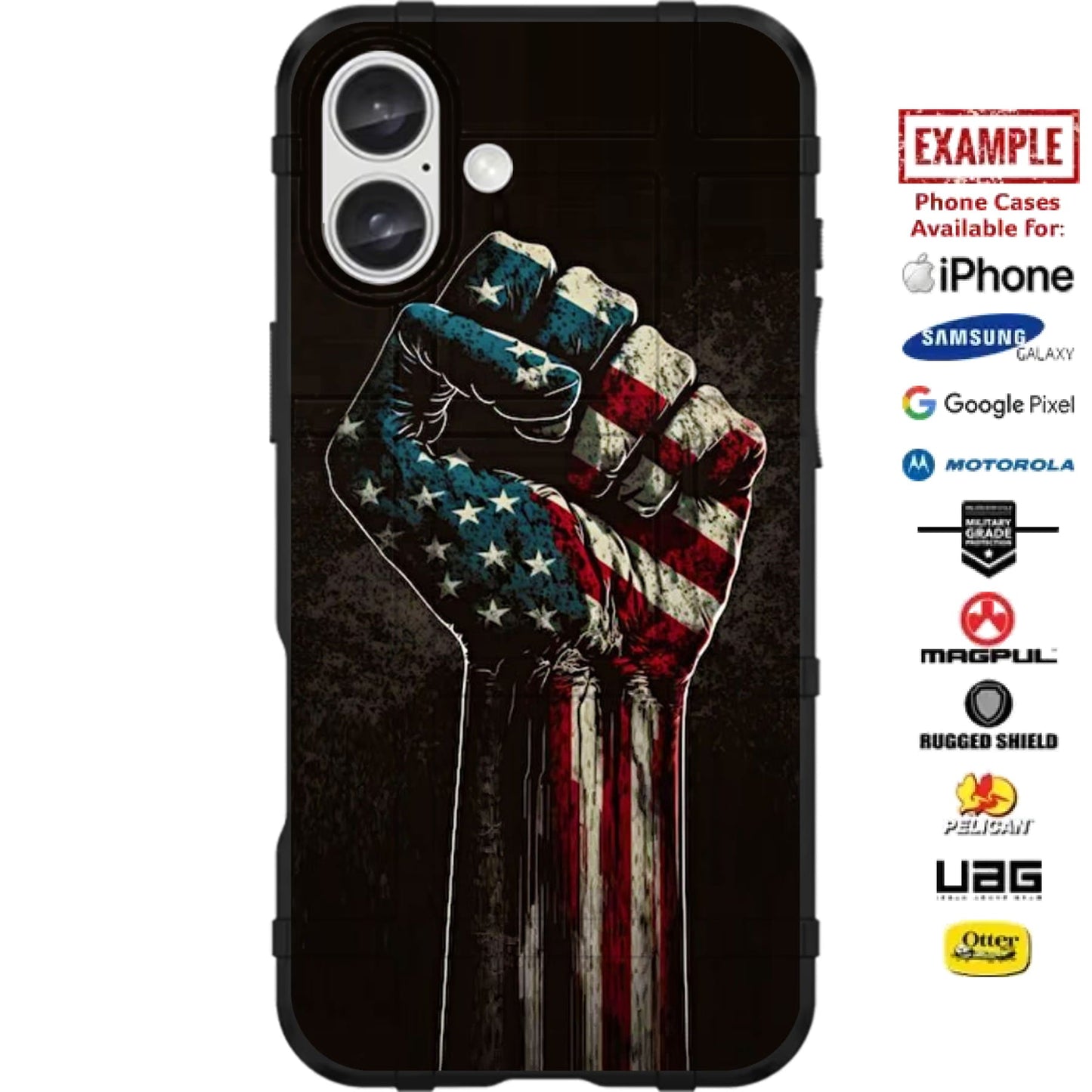 USA Fight Fist Custom Printed Case Design for Apple, Samsung, Google & Motorola Phone Models