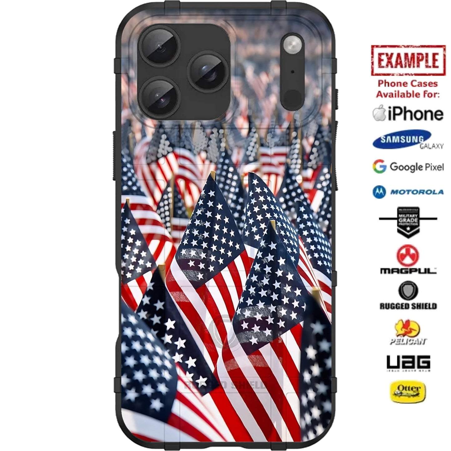 Memorial Day 2025 Flags for the Fallen Special Edition Custom Printed Case Design for Apple, Samsung, Google & Motorola Phone Models