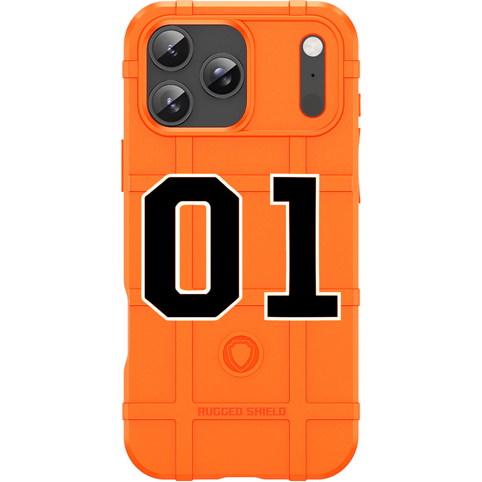 Orange Rugged Shield TPU Case with MagSafe Ring - 01 General Lee Dukes of Hazard Design for iPhone 17 Pro & 17 Pro Max phone models