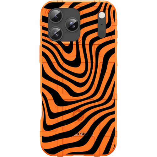 Orange Rugged Shield TPU Case with MagSafe Ring - Black Squiggles Design for iPhone 17 Pro & 17 Pro Max phone models