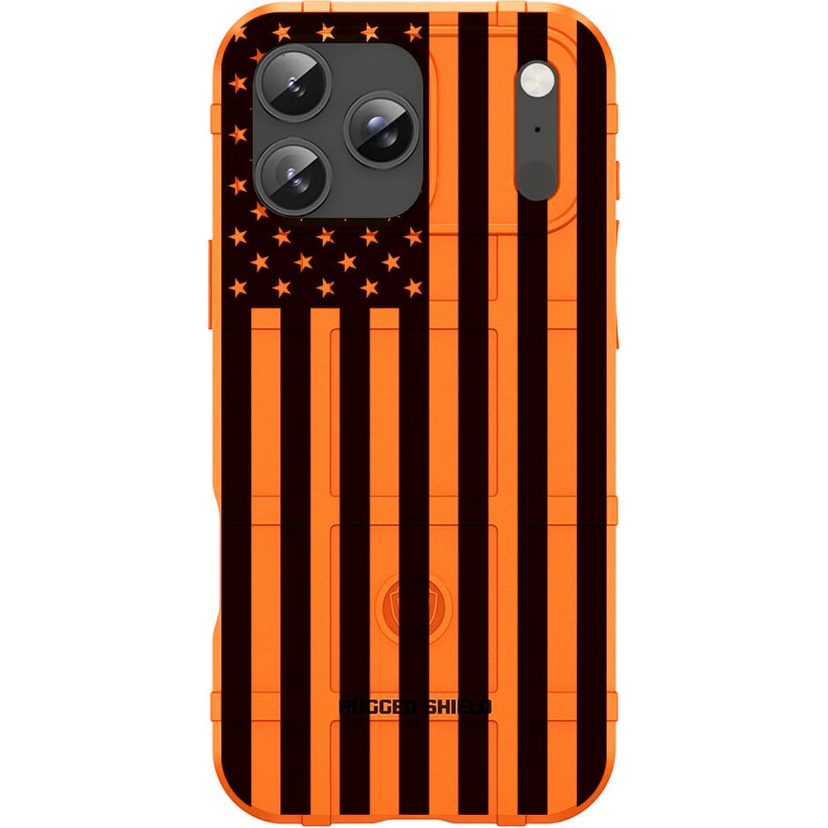 Orange Rugged Shield TPU Case with MagSafe Ring - Subdued US Flag Reversed Design for iPhone 17 Pro & 17 Pro Max phone models