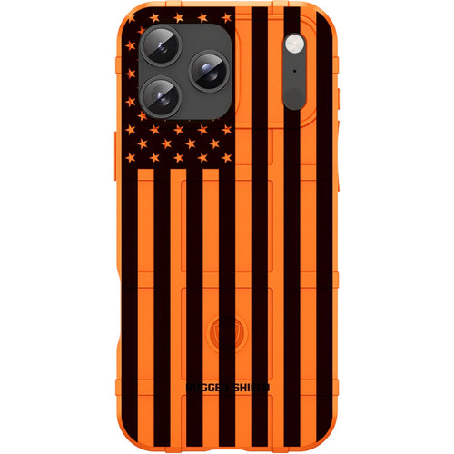 Orange Rugged Shield TPU Case with MagSafe Ring - Subdued US Flag Reversed Design for iPhone 17 Pro & 17 Pro Max phone models