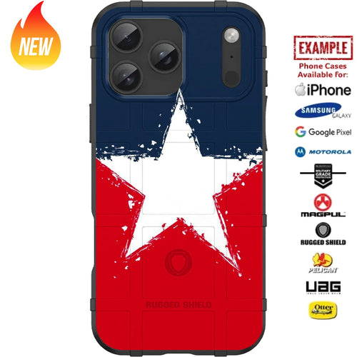Red White and Blue Star Custom Printed Case Design for Apple, Samsung, Google & Motorola Phone Models