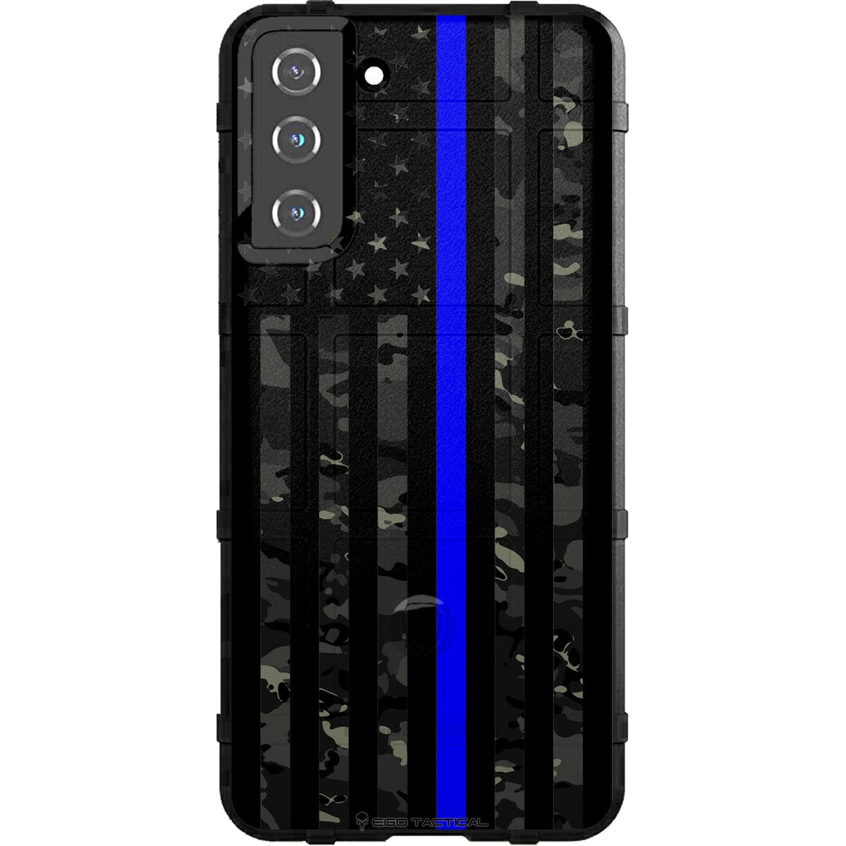 Black Multicam Camouflage, Subdued US American Flag Thin Blue Line Police Custom Printed Case Design for Apple, Samsung, Google & Motorola Phone Models
