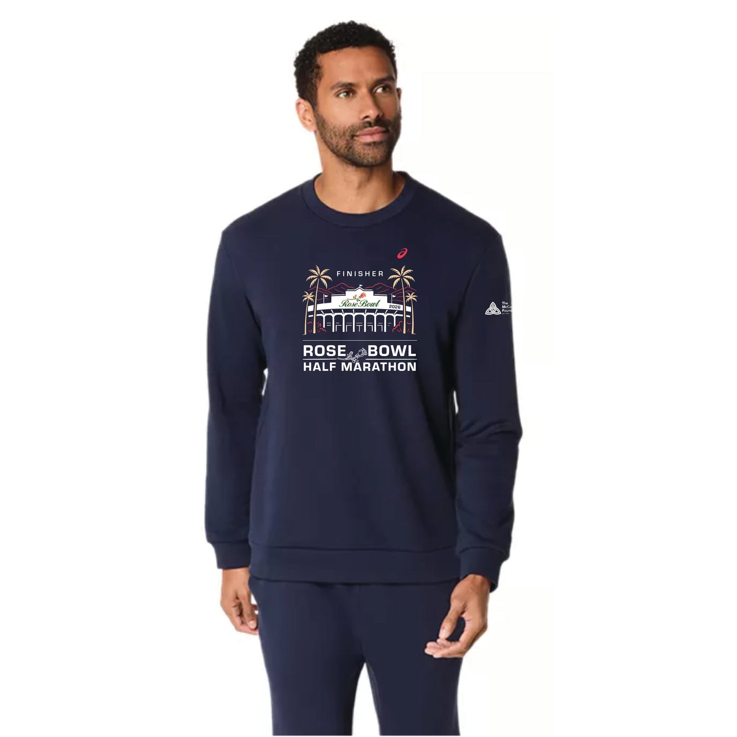 2026 Rose Bowl Half Marathon *FINISHER* - ASICS Sweat Crew Neck Top Midnight (2031E908) (RB26-24)