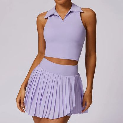 2-Piece Sports Set for Women - Yoga Suit with Fitness Top and Sports Skirt