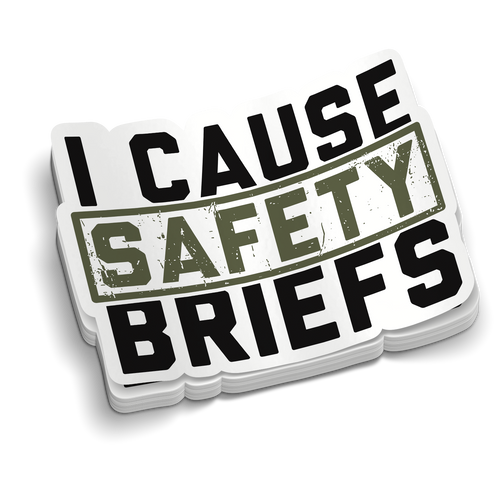 Safety Briefs | Funny Military Stickers | Perfect for Coffee Cups