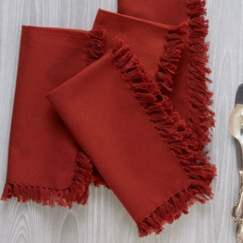 April Cornell Rust Essential Fringed Napkins, Set of 4