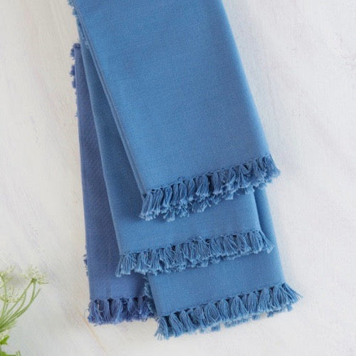 April Cornell - Periwinkle Essential Fringed Napkins, Set of 4