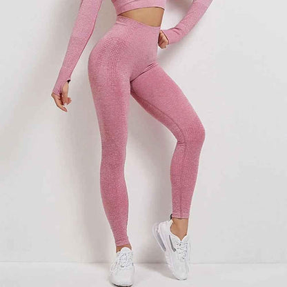 Seamless High Waist Yoga Pants with Energy Dotted Pattern