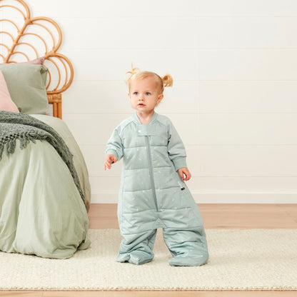 ergoPouch - Organic Winter Long Sleeved 2 in 1 Sleeping Suit Bag - Sage 2.5 TOG