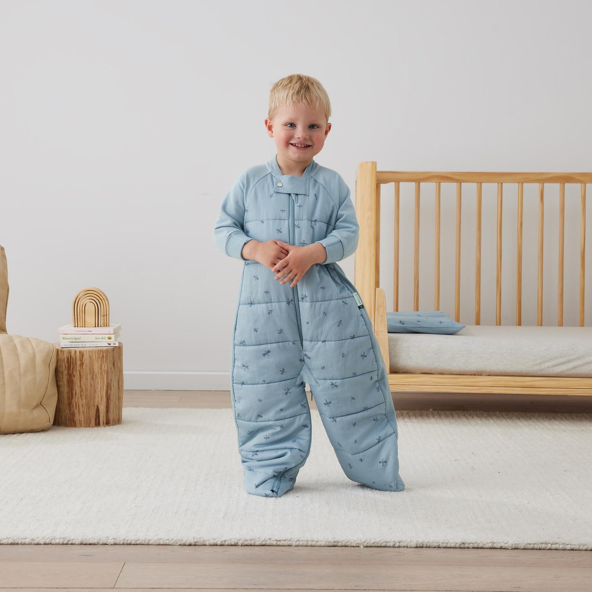 ergoPouch - Organic Winter Long Sleeved 2 in 1 Sleeping Suit Bag - Dragonflies 2.5 TOG