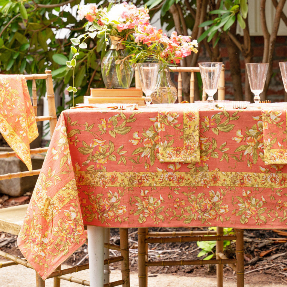 April Cornell – Sweet Pea Tablecloth - Coral