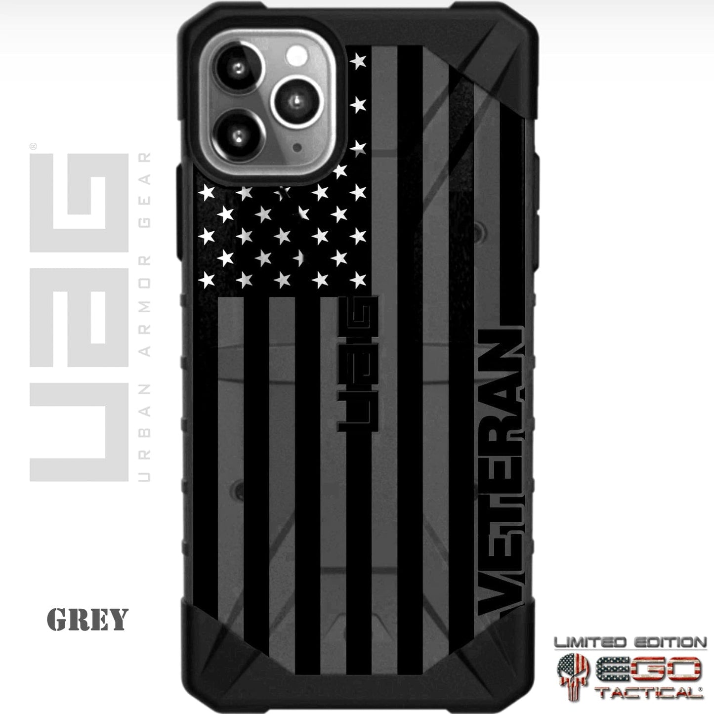 Subdued Reversed Black Printed US American Flag Veterans Day 2019 Custom Printed Case Design for Apple, Samsung, Google & Motorola Phone Models