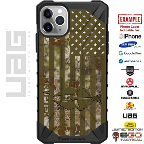 Kryptek OD Green Camouflaged US Flag Custom Printed Case Design for Apple, Samsung, Google & Motorola Phone Models