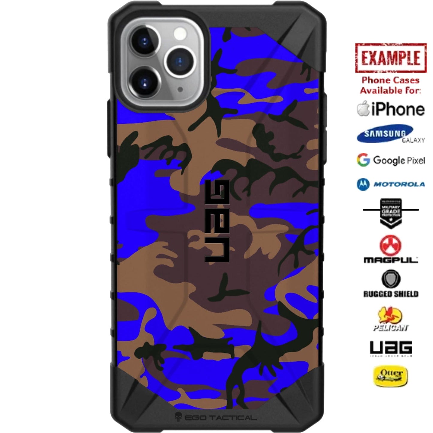 Blue & FDE Urban Camouflage Custom Printed Case Design for Apple, Samsung, Google & Motorola Phone Models