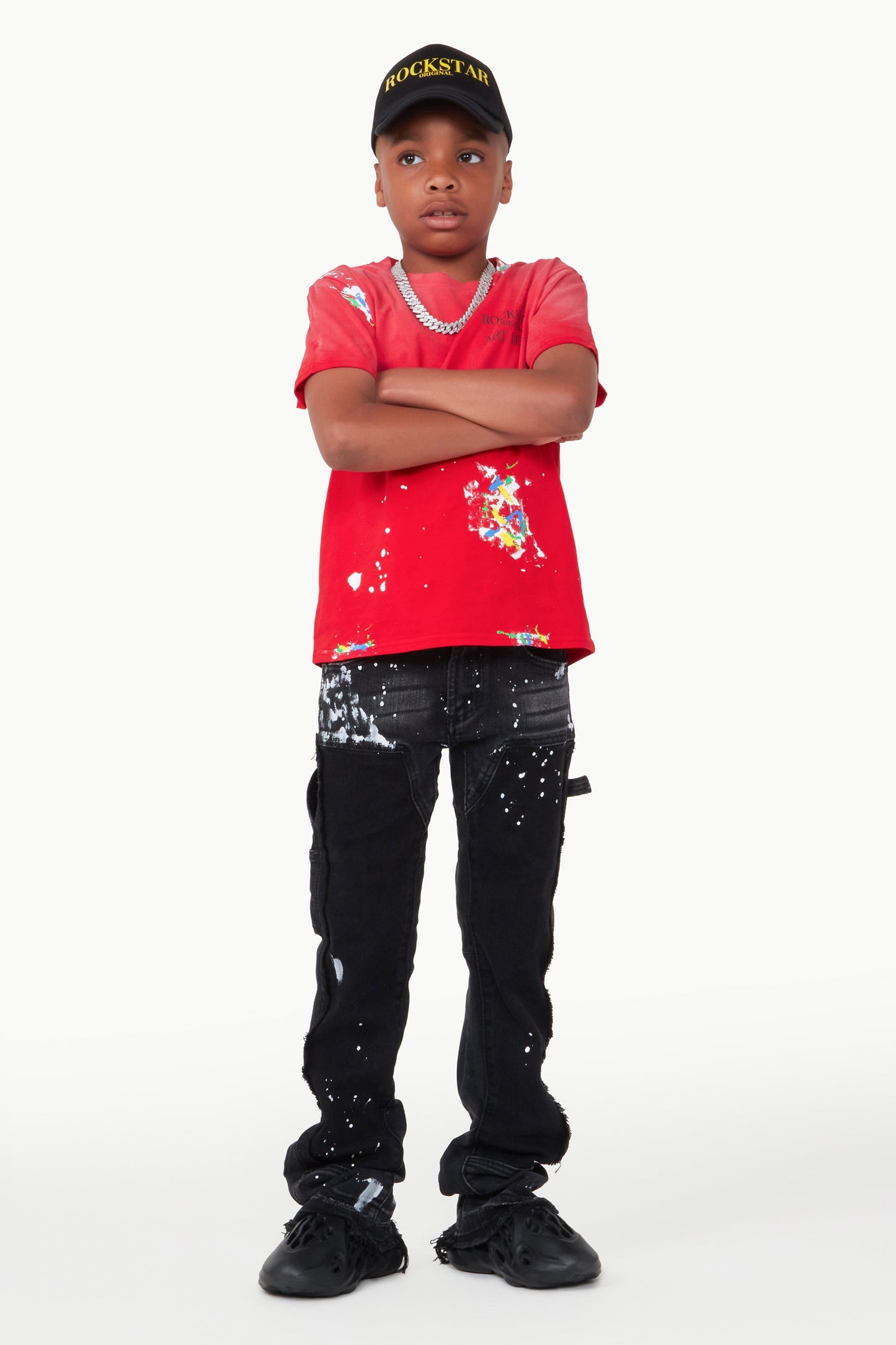 Boys Art Dist Red T-shirt/Stacked Flare Jean Set