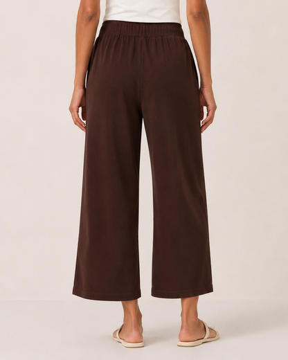 Weekend Ease Wide Leg Crop Pant in Brown